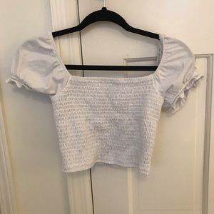 F21 cropped white bodycon top